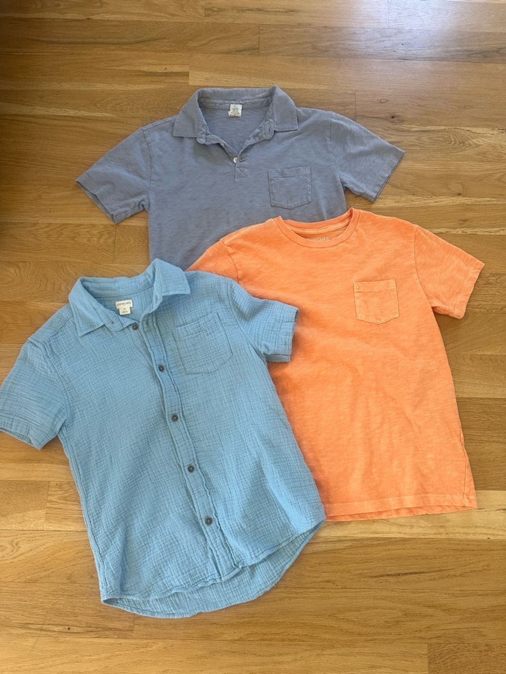 Crewcuts Boys Button-Front Shirt in Light Blue - Includes Orange & Slate Tees